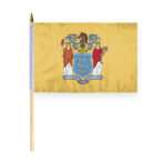AGAS New Jersey Stick Flag 12x18 Inch with 24 inch Wood Pole - Printed Polyester
