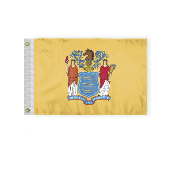AGAS New Jersey State Boat Flag 12x18 Inch - Double Sided Reverse Print On Back 200D Nylon