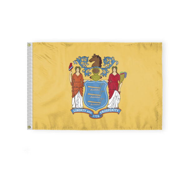 AGAS New Jersey State Flag 2x3 Ft - Double Sided Reverse Print On Back 200D Nylon