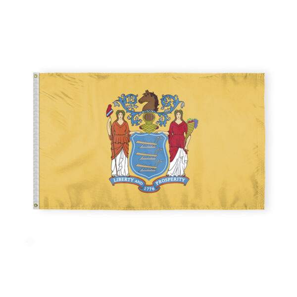 AGAS New Jersey State Flag 3x5 Ft - Double Sided Reverse Print On Back 200D Nylon