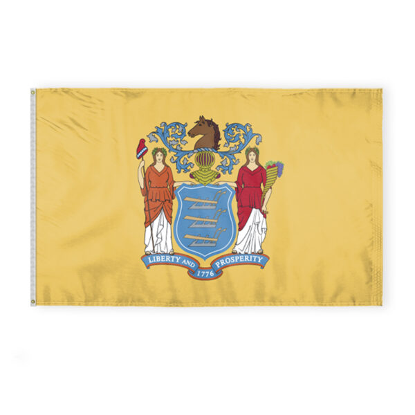 AGAS New Jersey State Flag 5x8 Ft - Double Sided Reverse Print On Back 200D Nylon