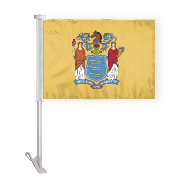 AGAS New Jersey State Car Window Flag 10.5x15 inch - Double Side Printed Knitted Polyester