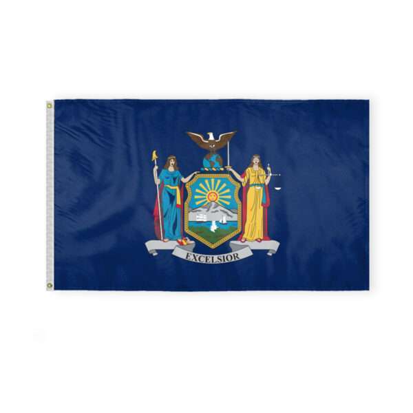 AGAS New York State Flag 3x5 Ft - Single Sided Polyester - Iron Grommets