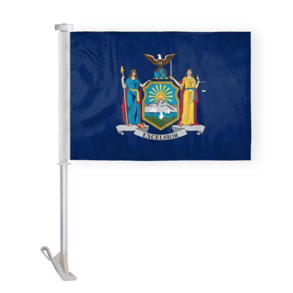 AGAS New York State Car Window Flag 10.5x15 inch - Double Side Printed Knitted Polyester