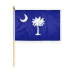 South Carolina Stick Flag 12x18 Inch with 24 inch Wood Pole