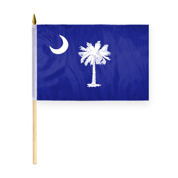AGAS South Carolina Stick Flag 12x18 Inch with 24 inch Wood Pole - Printed Polyester