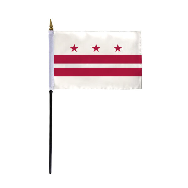 AGAS District of Columbia Stick Flag 4x6 Inch with 11 inch Plastic Pole