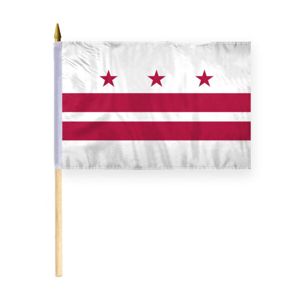 AGAS District of Columbia Stick Flag 12x18 Inch with 24 inch Wood Pole