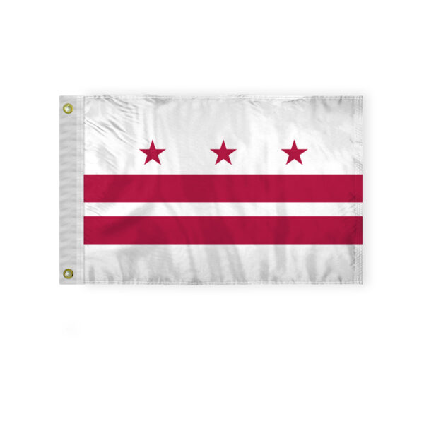 AGAS District of Columbia State Boat Flag 12x18 Inch - Double Sided Reverse Print On Back 200D Nylon