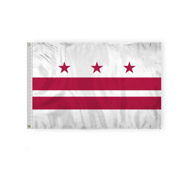 AGAS District of Columbia State Flag 2x3 Ft - Double Sided Reverse Print On Back 200D Nylon - Brass Grommets
