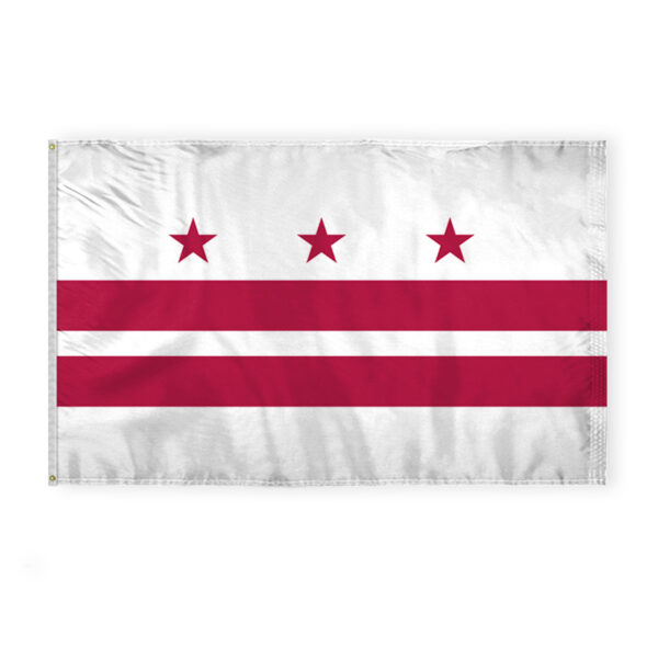AGAS District of Columbia State Flag 5x8 Ft - Double Sided Reverse Print On Back 200D Nylon