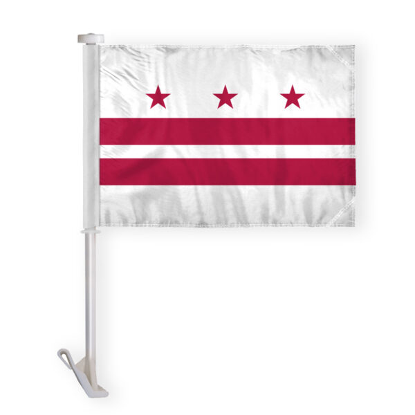 AGAS District of Columbia State Car Window Flag 10.5x15 inch - Double Side Printed Knitted Polyester - 19 Inch White Plastic Unbreakable Pole Tough District of Columbia Car Flag