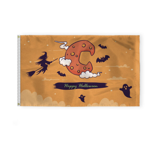 AGAS Happy Halloween Flag 3x5 ft Outdoor, Quality Polyester with Spooky Witch Bats Ghosts