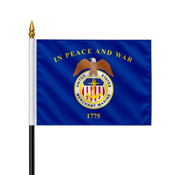 US Merchant Marine 4x6 inch 11-inch Plastic Pole Stick Flag ePoly