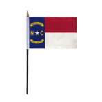 North Carolina Stick Flag 4x6 Inch with 11 inch Plastic Pole