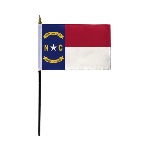 AGAS North Carolina Stick Flag 4x6 Inch with 11 inch Plastic Pole - Printed Polyester
