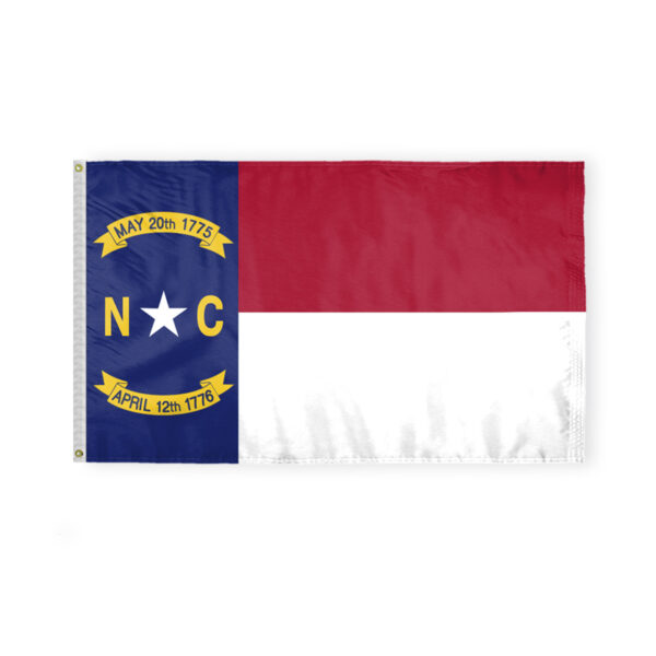 AGAS North Carolina State Flag 3x5 Ft - Double Sided Reverse Print On Back 200D Nylon