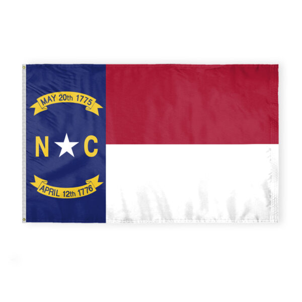 AGAS North Carolina State Flag 5x8 Ft - Double Sided Reverse Print On Back 200D Nylon