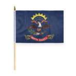 AGAS North Dakota Stick Flag 12x18 Inch with 24 inch Wood Pole - Printed Polyester