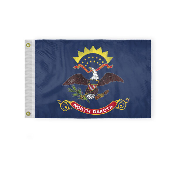 AGAS North Dakota State Boat Flag 12x18 Inch - Double Sided Reverse Print On Back 200D Nylon