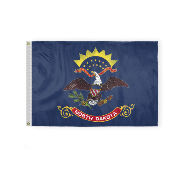 AGAS North Dakota State Flag 2x3 Ft - Double Sided Reverse Print On Back 200D Nylon