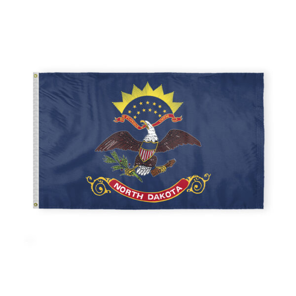 AGAS North Dakota State Flag 3x5 Ft - Double Sided Reverse Print On Back 200D Nylon