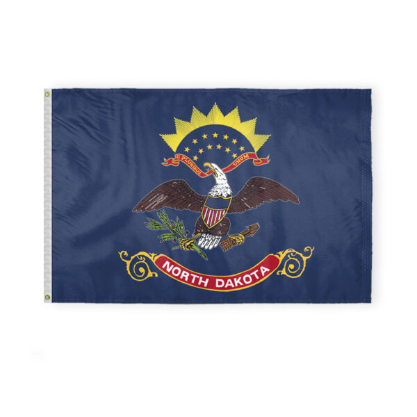 AGAS North Dakota State Flag 4x6 Ft - Double Sided Reverse Print On Back 200D Nylon
