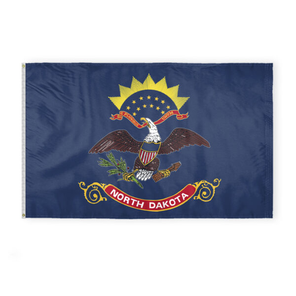 AGAS North Dakota State Flag 5x8 Ft - Double Sided Reverse Print On Back 200D Nylon
