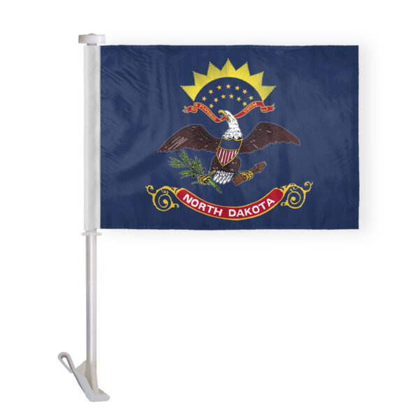 AGAS North Dakota State Car Window Flag 10.5x15 inch - Double Side Printed Knitted Polyester