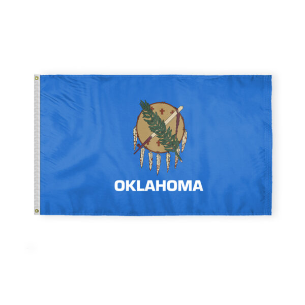 AGAS Oklahoma State Flag 3x5 Ft - Double Sided Reverse Print On Back 200D Nylon