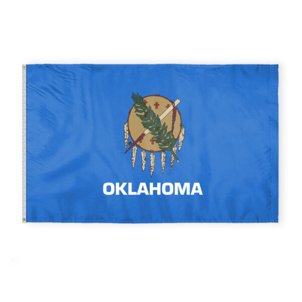 AGAS Oklahoma State Flag 5x8 Ft - Double Sided Reverse Print On Back 200D Nylon
