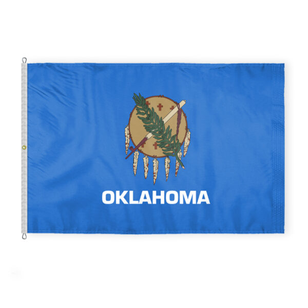 AGAS Oklahoma State Flag 8x12 Ft - Double Sided Reverse Print On Back 200D Nylon