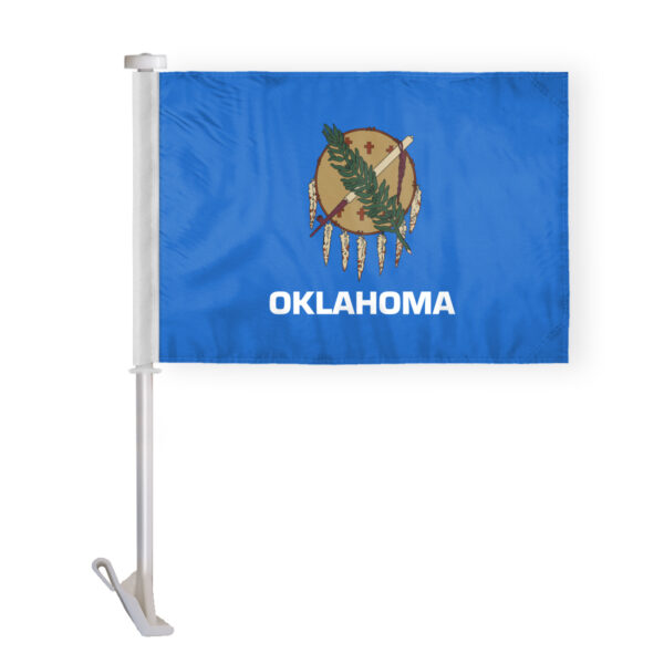 AGAS Oklahoma State Car Window Flag 10.5x15 inch - Double Side Printed Knitted Polyester