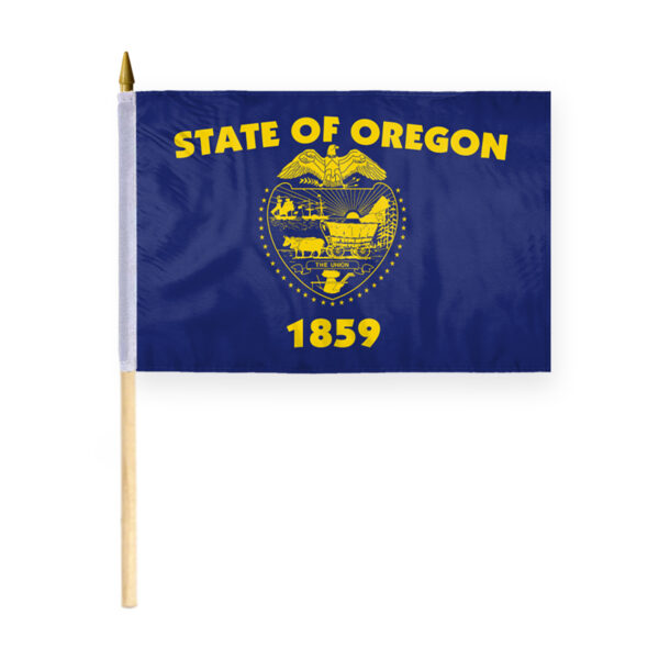 AGAS Oregon Stick Flag 12x18 Inch with 24 inch Wood Pole - Printed Polyester