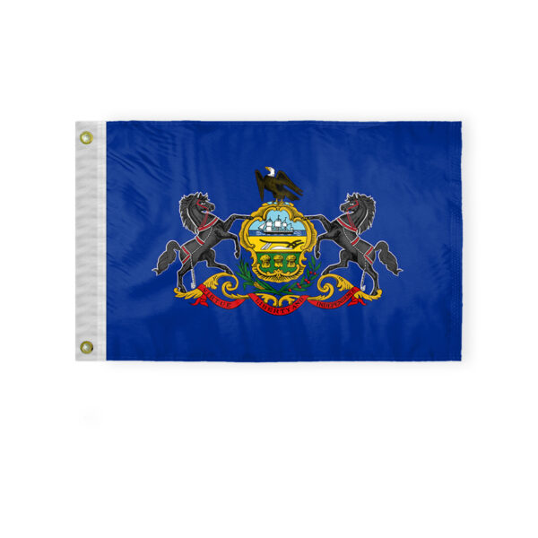 AGAS Pennsylvania State Boat Flag 12x18 Inch - Double Sided Reverse Print On Back 200D Nylon