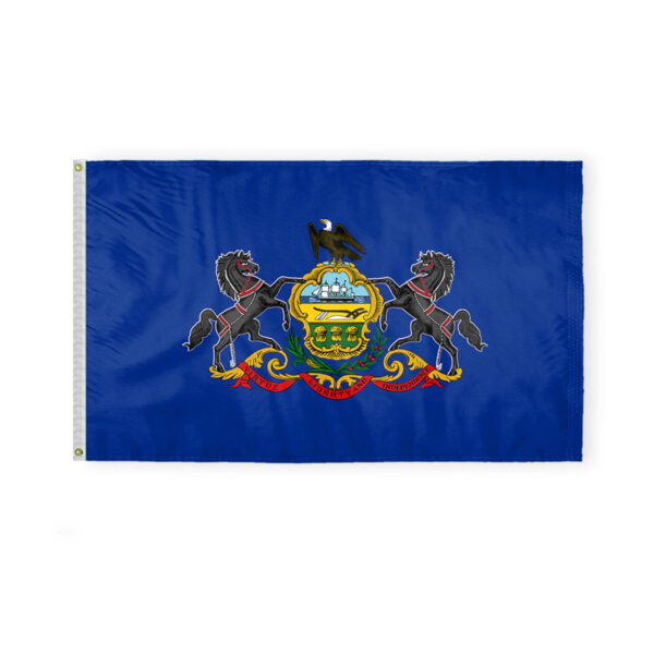 AGAS Pennsylvania State Flag 3x5 Ft - Double Sided Reverse Print On Back 200D Nylon