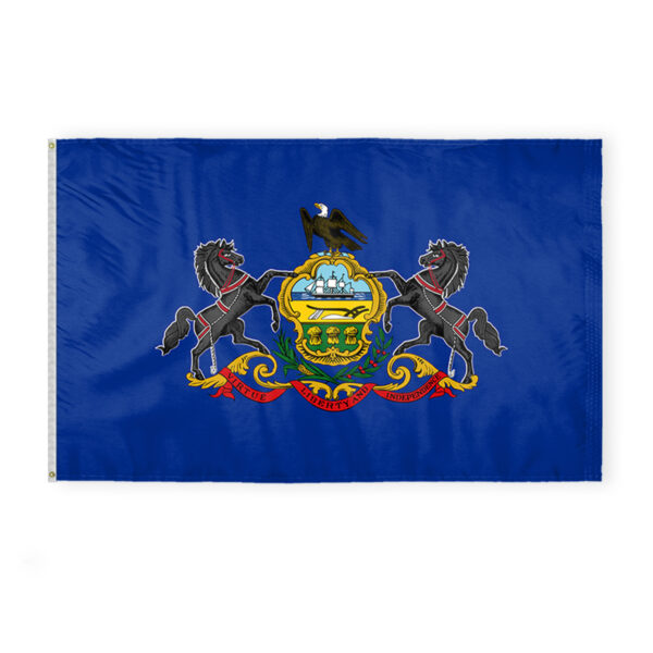 AGAS Pennsylvania State Flag 5x8 Ft - Double Sided Reverse Print On Back 200D Nylon