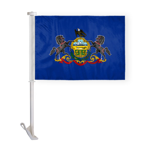AGAS Pennsylvania State Car Window Flag 10.5x15 inch - Double Side Printed Knitted Polyester