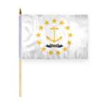 AGAS Rhode Island Stick Flag 12x18 Inch with 24 inch Wood Pole - Printed Polyester