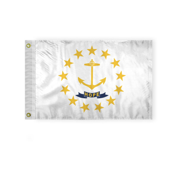 AGAS Rhode Island State Boat Flag 12x18 Inch - Double Sided Reverse Print On Back 200D Nylon - Brass Grommets Fade Proof Vivid Colors - State of Rhode Island Nautical Flag for Boat or Car
