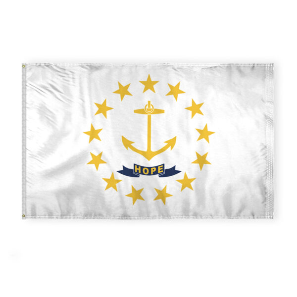 AGAS Rhode Island State Flag 5x8 Ft - Double Sided Reverse Print On Back 200D Nylon