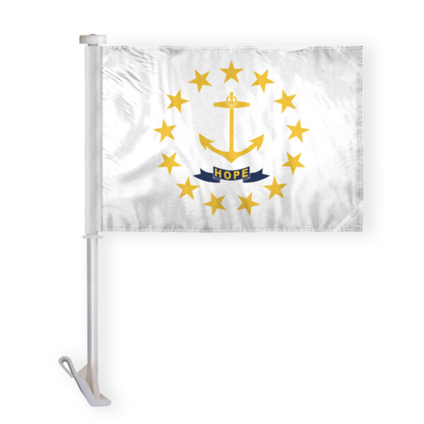 AGAS Rhode Island State Car Window Flag 10.5x15 inch - Double Side Printed Knitted Polyester