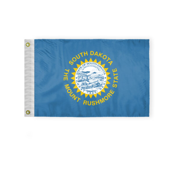 AGAS South Dakota State Boat Flag 12x18 Inch - Double Sided Reverse Print On Back 200D Nylon