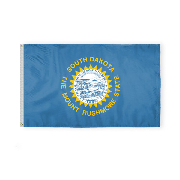 AGAS South Dakota State Flag 3x5 Ft - Double Sided Reverse Print On Back 200D Nylon