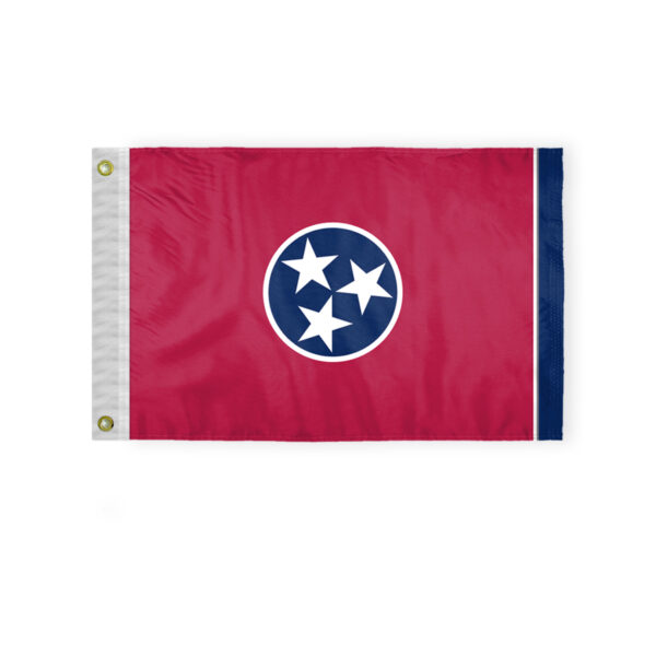 AGAS Tennessee State Boat Flag 12x18 Inch - Double Sided Reverse Print On Back 200D Nylon