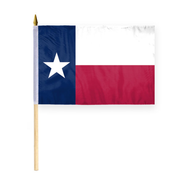 AGAS Texas Stick Flag 12x18 Inch with 24 inch Wood Pole - Printed Polyester