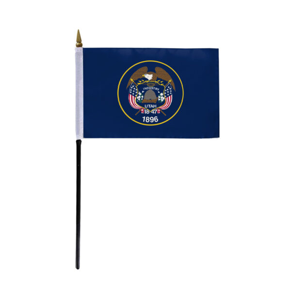 AGAS Utah Stick Flag 4x6 Inch with 11 inch Plastic Pole - Printed Polyester
