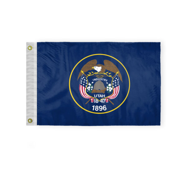 AGAS Utah State Boat Flag 12x18 Inch - Double Sided Reverse Print On Back 200D Nylon