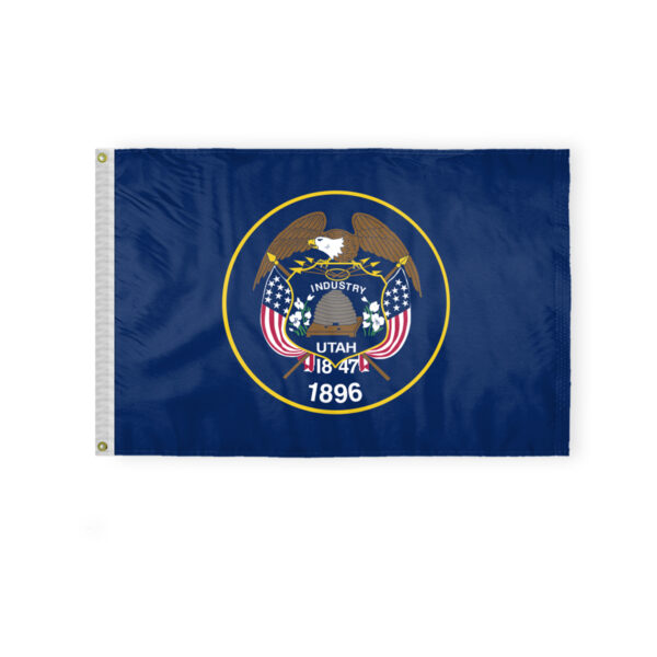 AGAS Utah State Flag 2x3 Ft - Double Sided Reverse Print On Back 200D Nylon