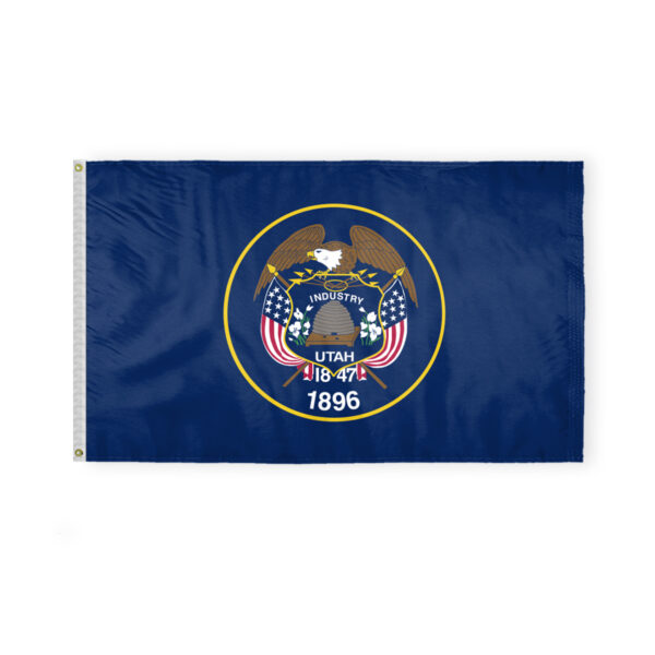 AGAS Utah State Flag 3x5 Ft - Double Sided Reverse Print On Back 200D Nylon